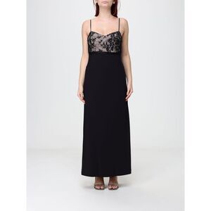 Hanita Women Hanita Cri�Pe Sheath Midi Dress With Lace Inserts And V-Neck